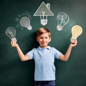 Kid at school saving energy